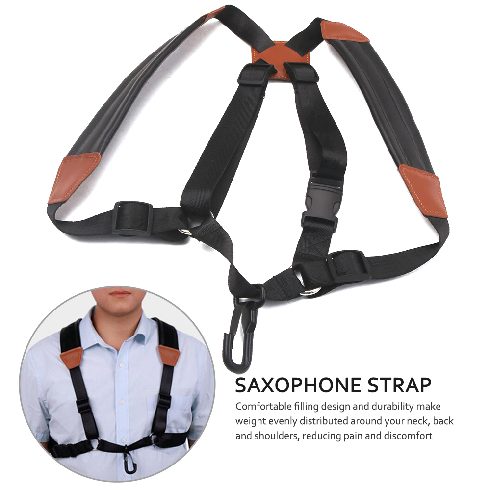 Volwassen kind zachte sax riem haak saxofoon pu schouderband saxofoon riem kabelboom voor alt tenor sopransaxofoon