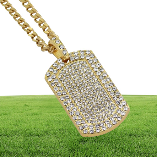 Collier Hip Hop pour hommes, bijoux en strass complet, pendentif chien glacé, colliers en or pour Men7395502