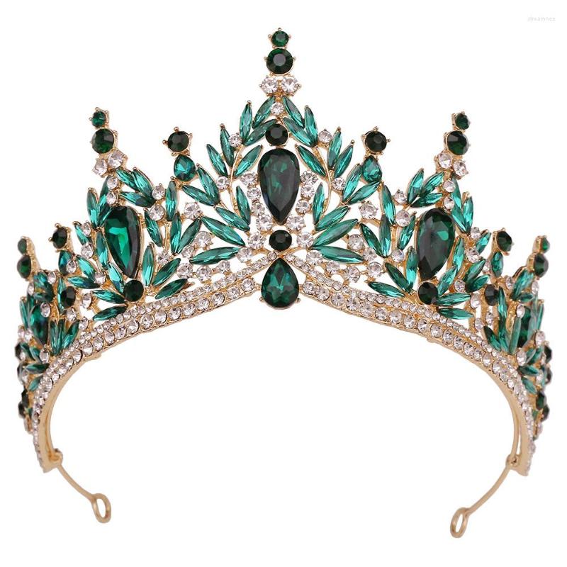 Clips de cabello bosque de lujo reina hojas de cristal tiaras royal barroco coronas dhinestone concentema diadema accesorios de traje de boda