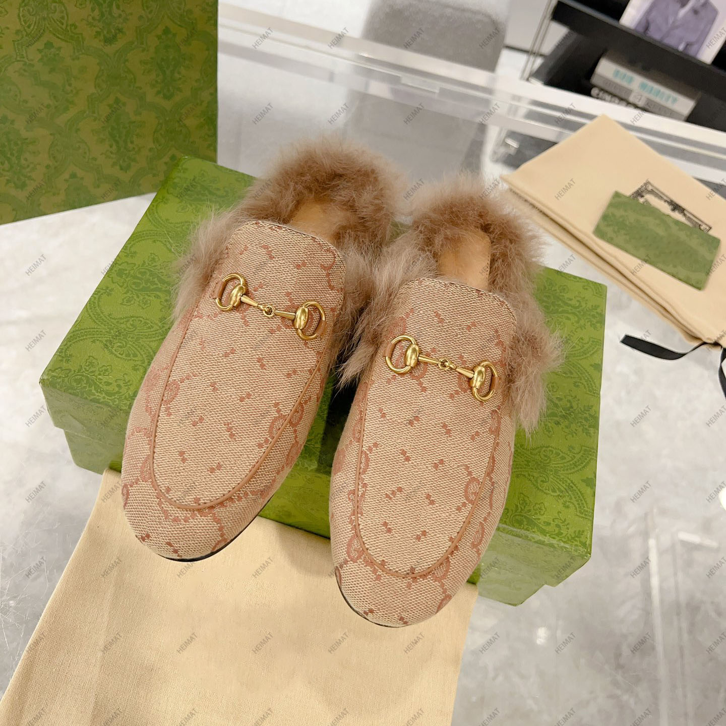 Luxury Designer women Loafers Hair Slippers Horseshoe Metal Buckle Genuine Leather Fashion Casual Flat Shoes With Box And Dust Bag35-42