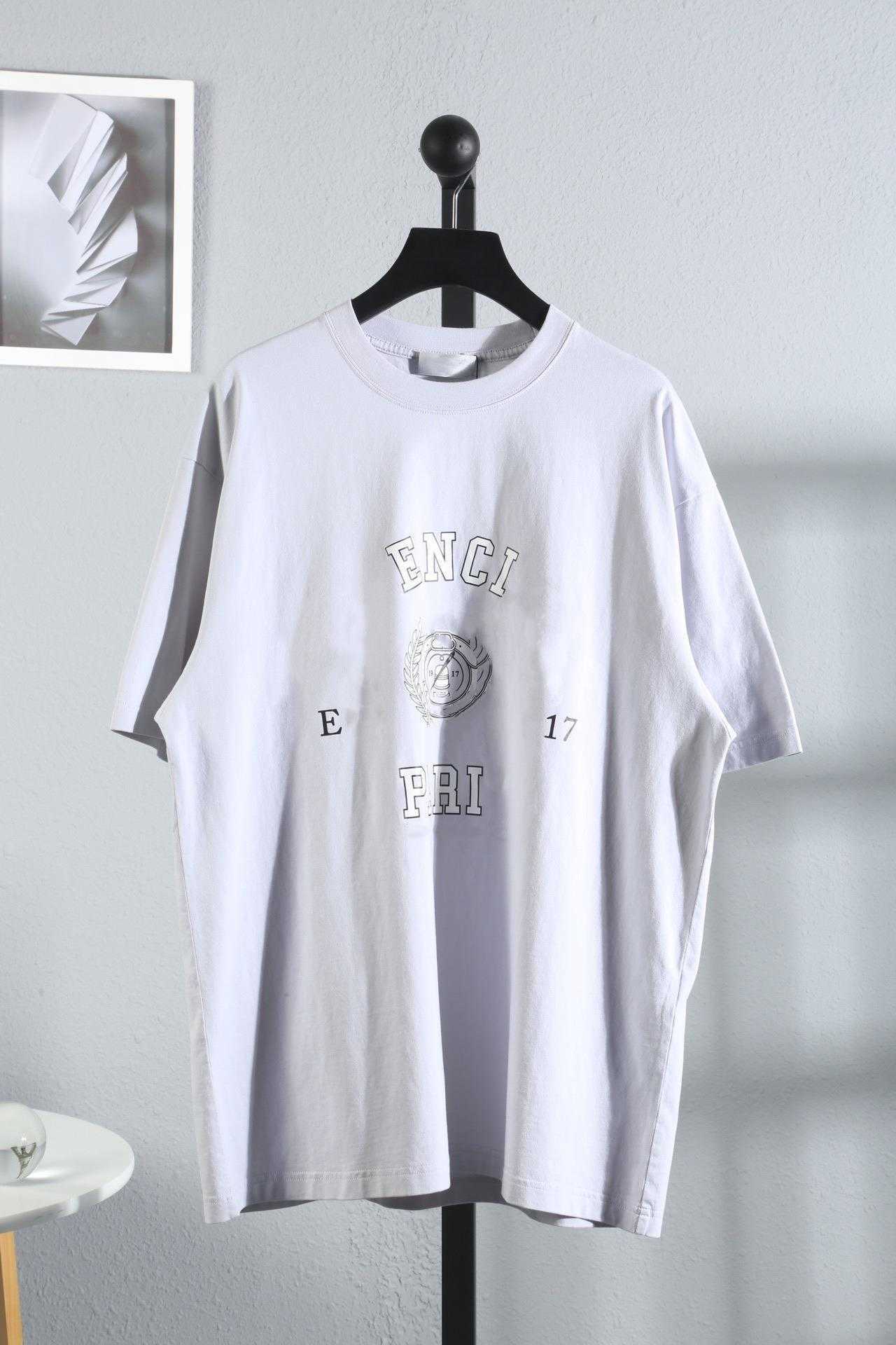 Designer Summer Women T Shirt High Edition Family 1917 Crown Wheat Ear English Letter Slip Split Offset Loose Fit Unisex T-shirt