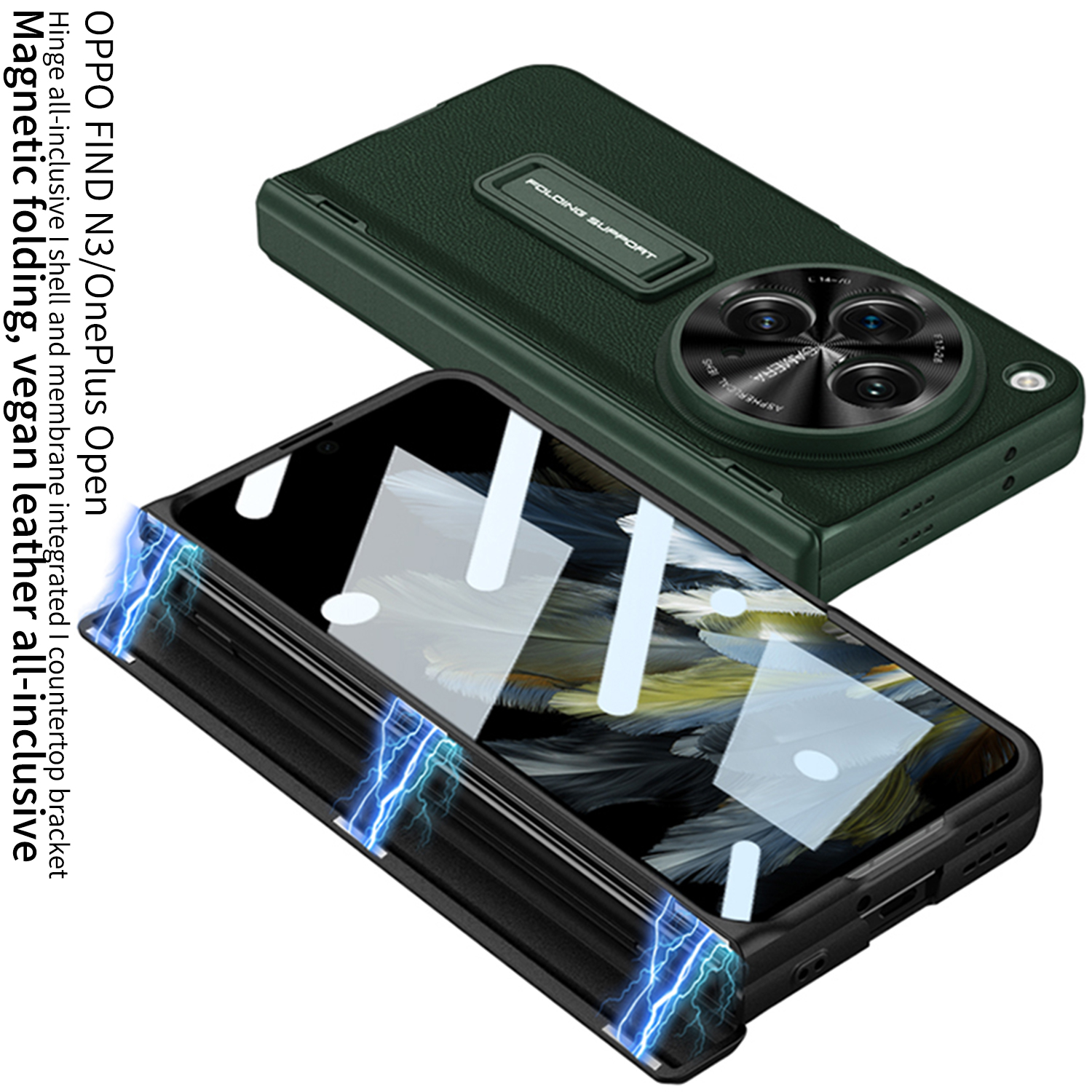 Magnetiskt gångjärn för OPPO Hitta N3 fodral läder glasfilm stativ skydd oneplus öppet lock