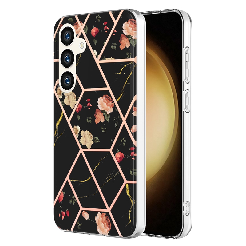 32Designs Marmer Zacht IMD TPU Verchroomde hoesjes voor Samsung S24 Ultra S24 Plus A35 A55 Xiaomi Redmi 13C Mode Bloem Oceaan Bling Schaal Plating Granietsteen Telefoonhoesje