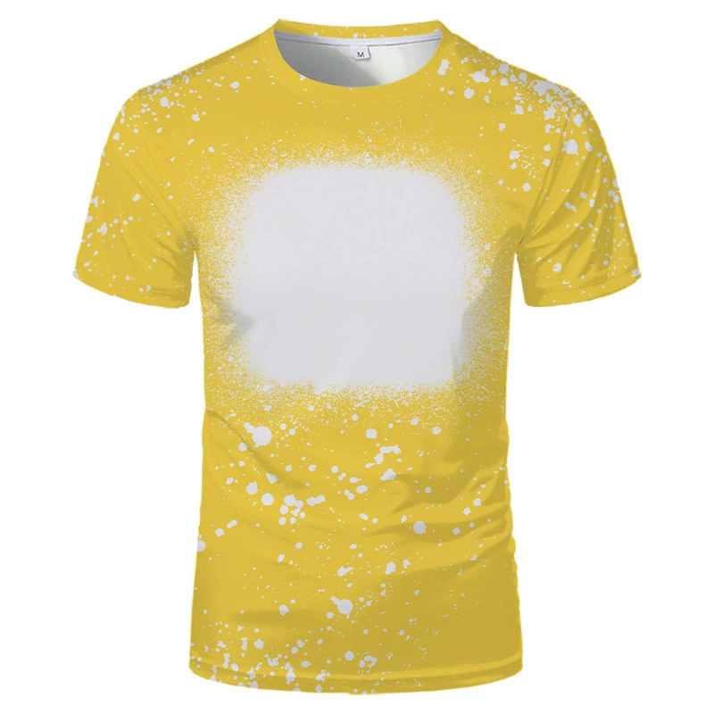 Sublimering av tom t-shirt front blekt polyester kortärmning Tye färgämne tee toppar för diy termisk överföring tryckning vuxna barnstorlekar