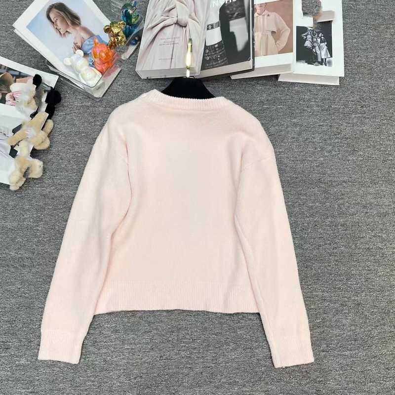 Damenpullover Designer 2023 Frühherbst Neu Triumphbogen Handtuch besticktes Muster Rosa Imitation Zobel Langarm Pullover Pullover DISN