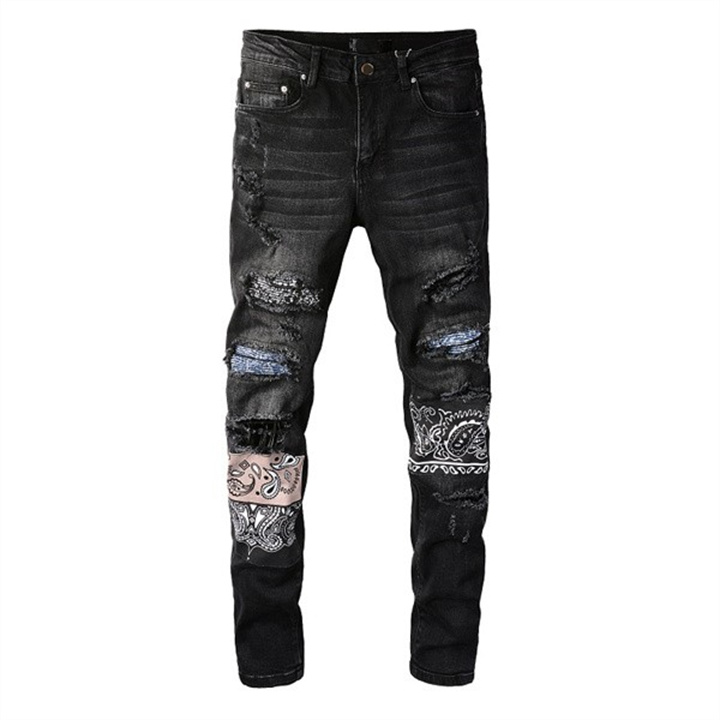 Jeans firmati pantaloni da uomo pantaloni di lino Hip Hop Jeans da uomo Distressed Ripped Biker Slim Fit Motorcycle Denim For Men # 04