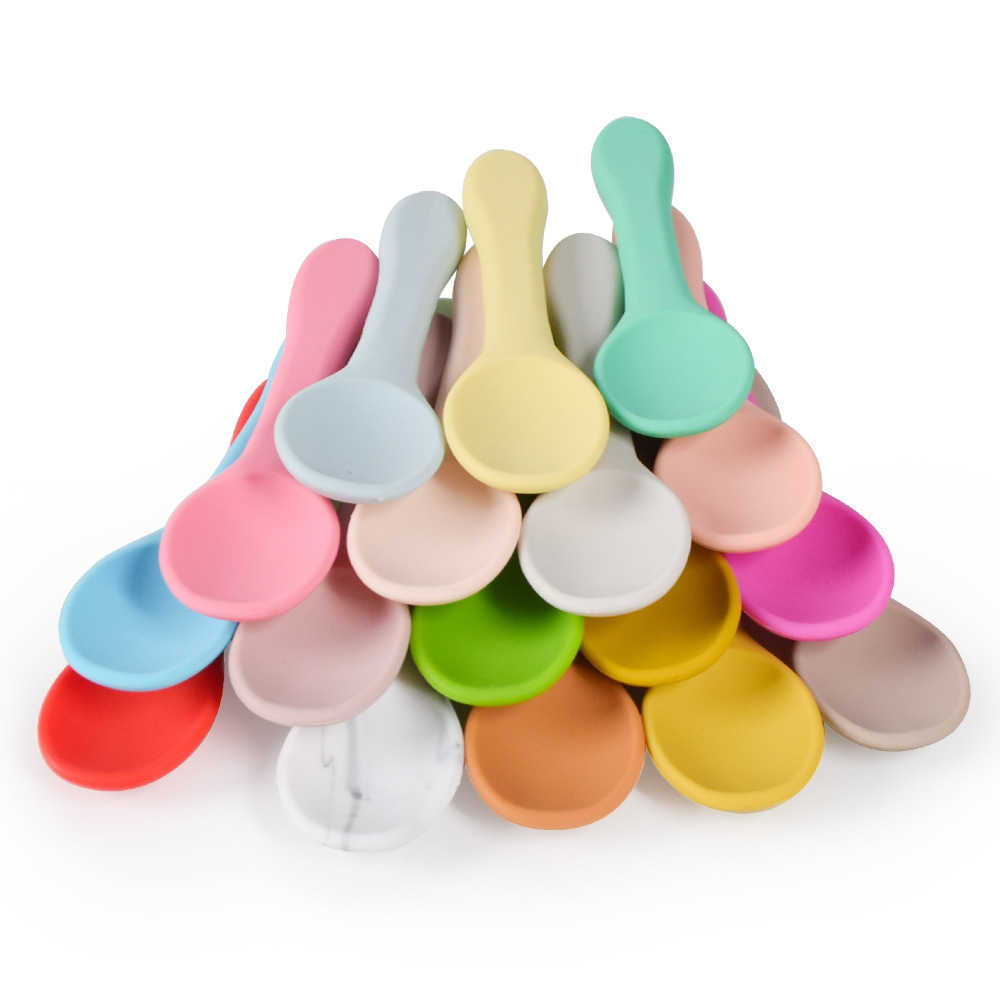 Cups Derees Uitrusting Baby Zachte Siliconen Lepel Candy Kleur Veiligheid Baby Leer Lepel Lepel Non-slip Utensils Kinderen Kids Boy Girl Food Feeding Tool P230314