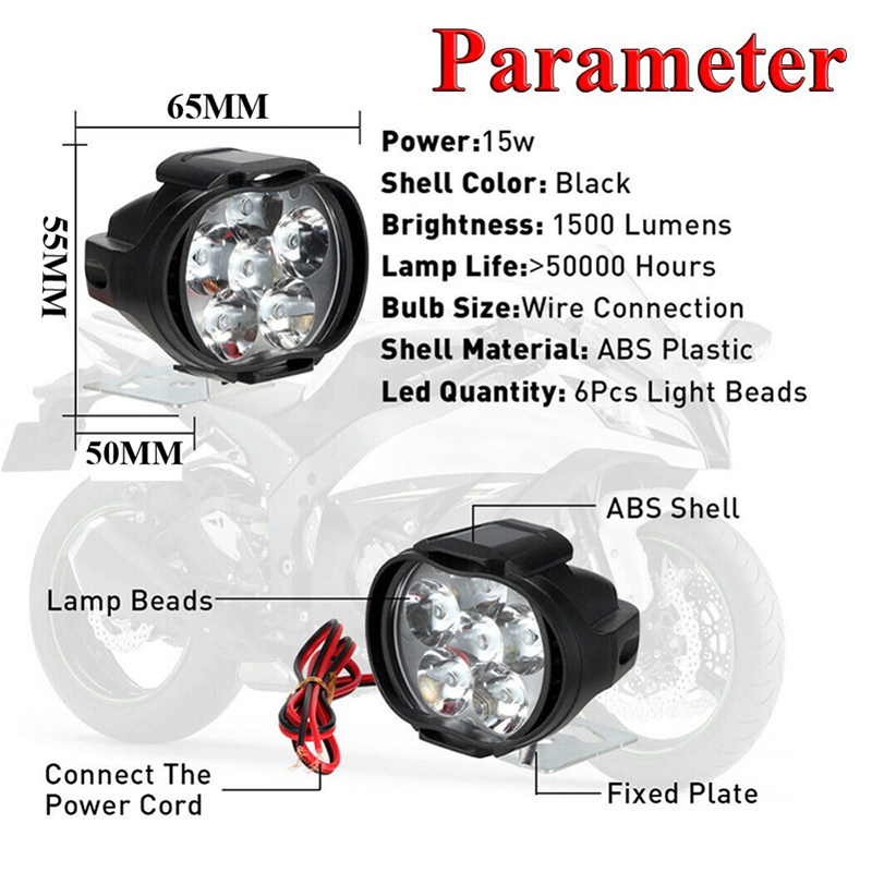 2 pezzi faro motocicletta faro ausiliario impermeabile moto faretto esterno faro ausiliario a luce LED impermeabile