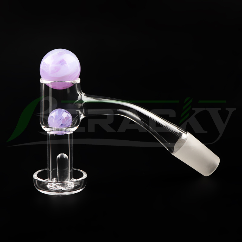 Beracky Full Weld Smoking Terp Slurper Clear Bottom Quartz Banger with Glass Marble Spinning Cap Pearls Male Female Seamless Welded Beveled Edge Nails For Bongs Rigs