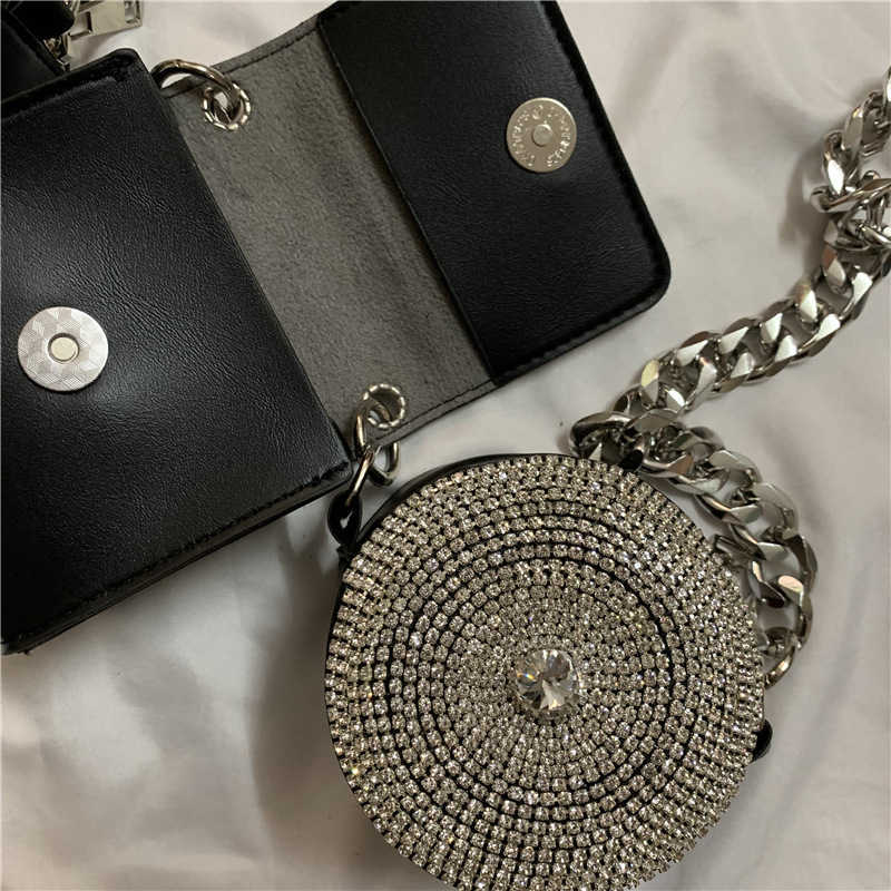 Totes 2 peças Diamante cravejou as roupas de bolsa feminina decoram mini bolsas de crossbody designer lúcluia carteira fêmea bolsa de ombro de cadeia