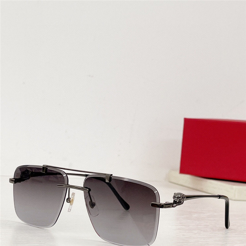 Nouveau design de mode lunettes de soleil carrées 0350 monture sans monture guépard temples en métal style simple et populaire lunettes de protection UV400 en plein air