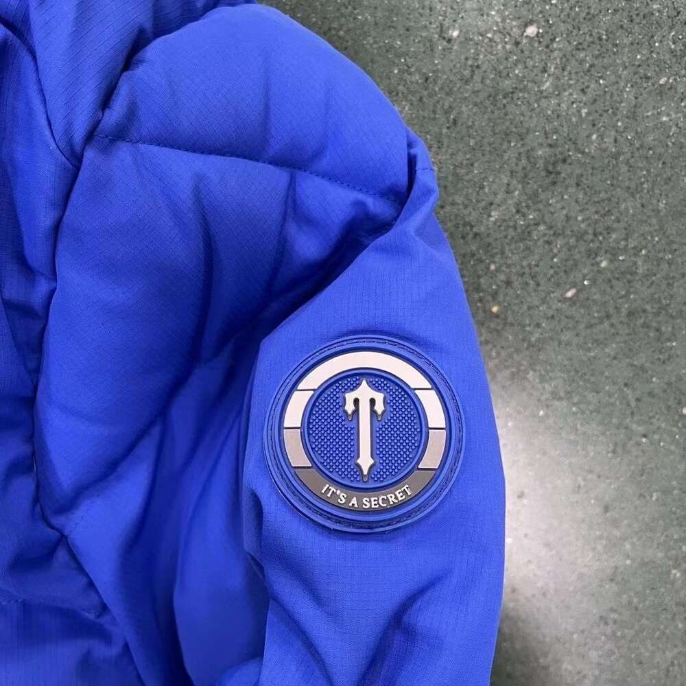 2023 Ny Trapstar Down Cotton Jacket Mäns avkodning Hooded Blue Fashionable Long Sleeped Top för värme 688SS