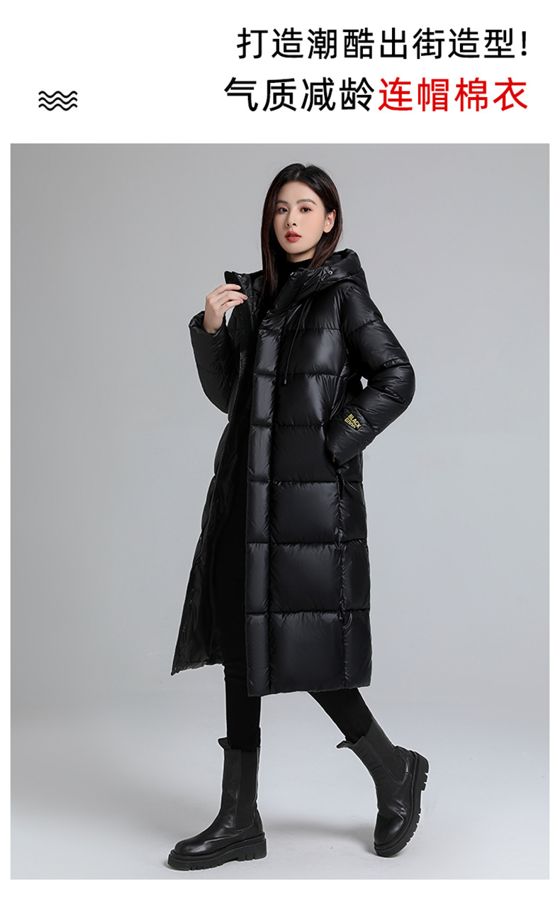 Winter couple's black gold warm cotton jacket, long and fashionable inner lining with shoulder straps, down cotton jacket for women outdoor sports jacket Fashion