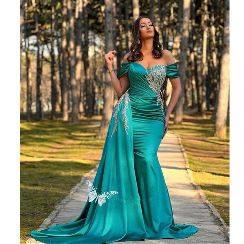 Hunter Sleeves Prom Dresses Of The Shoulder Country Evening Gowns African Mermaid Dress Plus Size Beach Reception