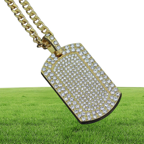 Mens Hip Hop -halsbandsmycken Full Rhinestone Iced Out Dog Pendant Guldhalsband för Men6310065