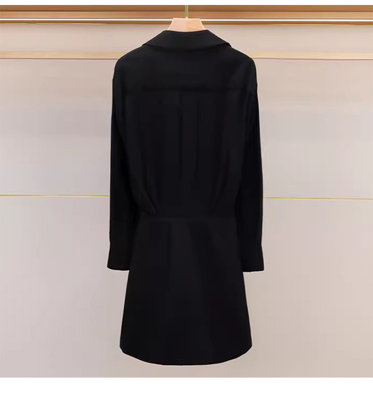 1028 L 2023 Sukienka na wybiegu jesienna sukienka V Szyja Czarna marka długiego rękawów w tym samym stylu imperium sukienka dla mody Qianhe