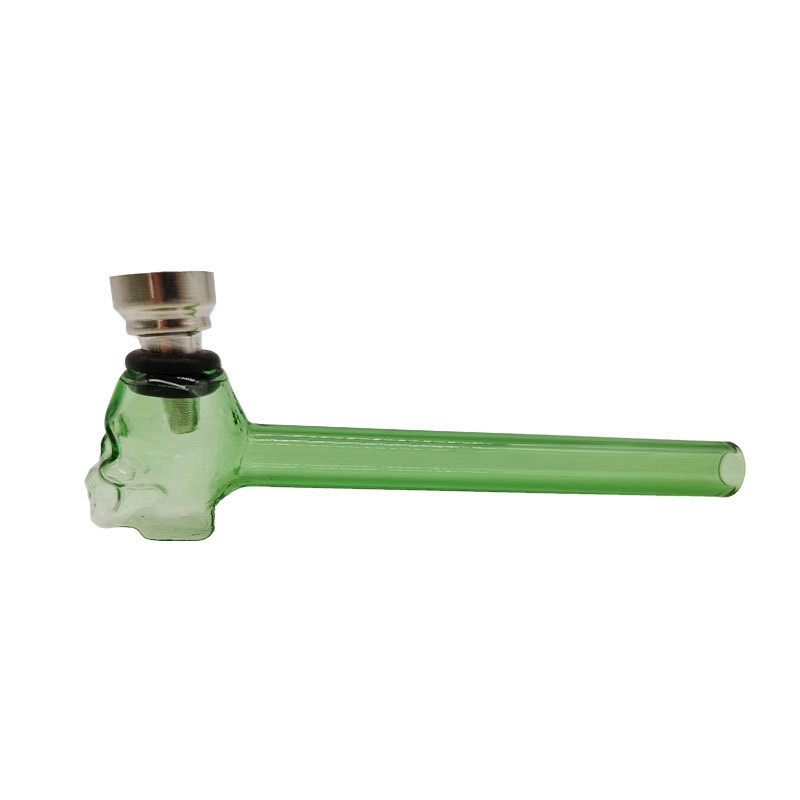 Cool Coloré Verre Épais Crânes Style Pipes Herbe Sèche Filtre À Tabac En Métal Argent Écran Bol Portable Innovant Handpipes Main Fumer Porte-Cigarette Tube DHL