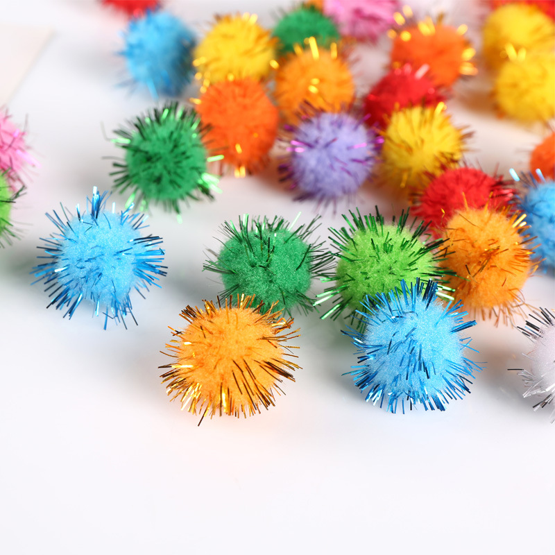 Boules d'artisanat de paillettes colorées Pompon Boules de fourrure Pompons de Noël Pompons de bricolage Fournitures d'artisanat Matériaux de décoration faits à la main Bleu royal