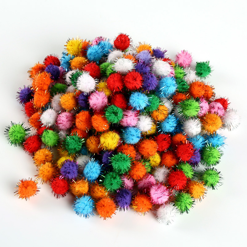 Palline colorate con brillantini Pompon Palline pelose Pom Poms natalizi Pompon fai da te Forniture artigianali Materiali decorazioni fatte a mano