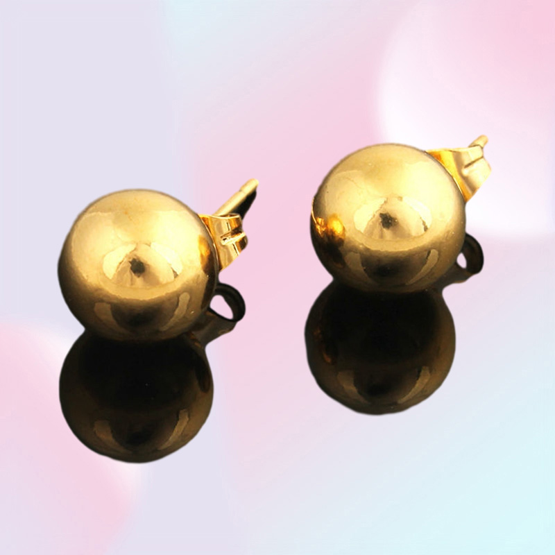 Ball Stud Earrings 18k Yellow Gold Filled Smooth Round Simple Style Womens Girl Pierce Earrings Gift27159156441