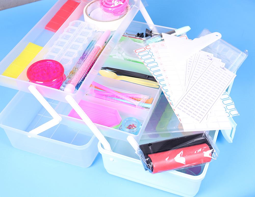 Stitch 2021 3 layers 5D DIY Diamond Painting Tools Accessories Kits Storage Box for Diamond Embroidery Tools Accessories Organizer Case
