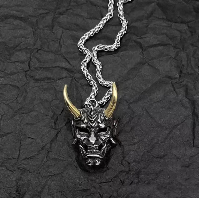 Collier avec pendentif masque fantôme gothique créatif pour hommes, classique rétro Punk Hip Hop Rock, bijoux d'horreur, cadeau d'halloween 2023