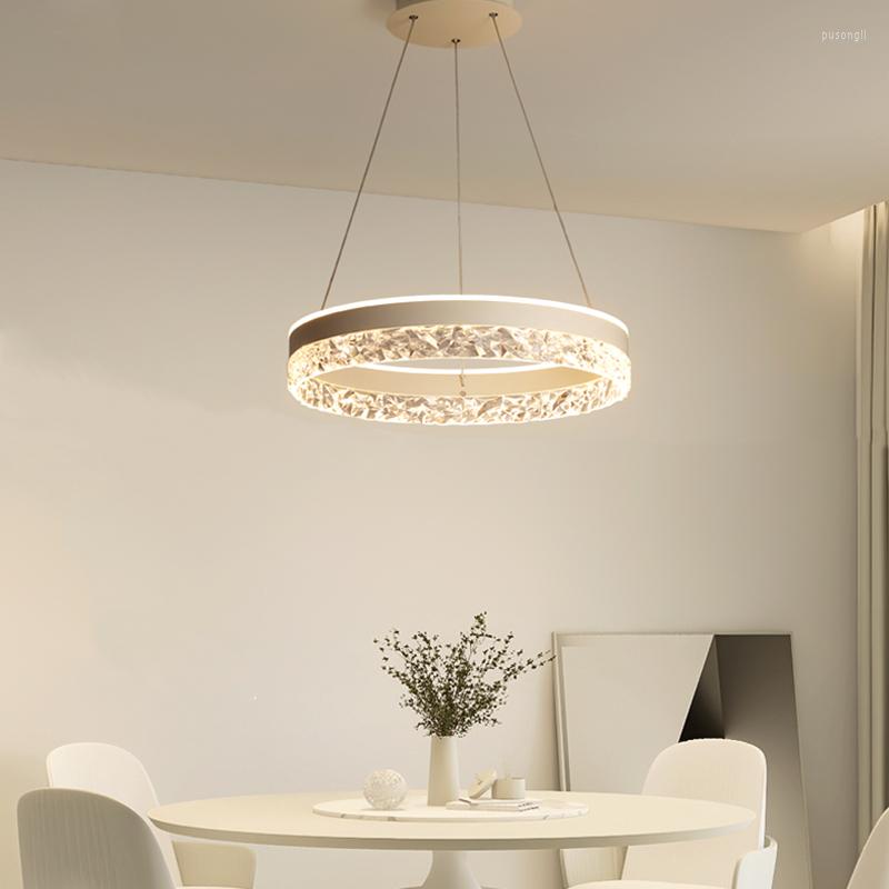 Hängslampor modern rund ring ledande ljuskrona fjärrkontrolllampa för levande matsal kök sovrum nordiska design hängande lampor