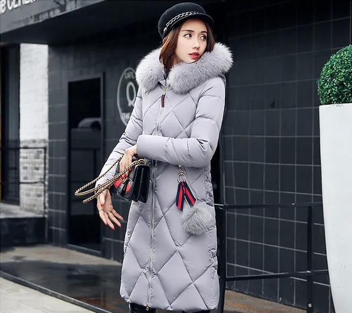 2050 New style Big fur winter coat thickened parka women stitching slim long winter coat down cotton ladies down parka down jacket women