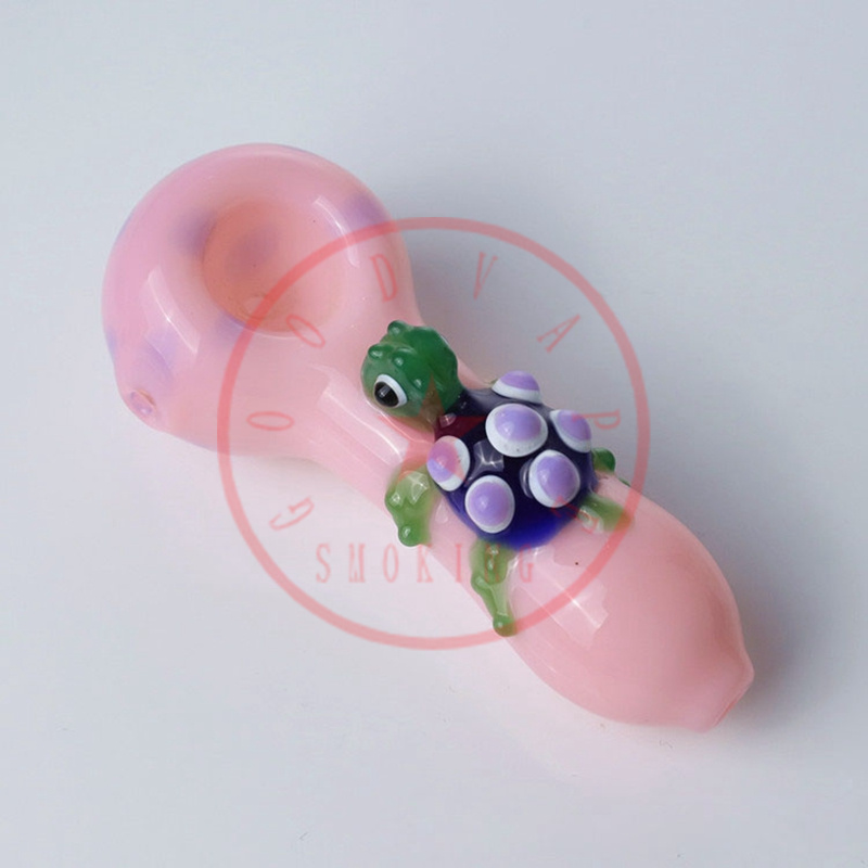 Latest Colorful Heady Smoking Glass Pipes Portable Crawl Turtle Style Dry Herb Tobacco Filter Spoon Bowl Innovative Handpipes Cigarette Holder DHL