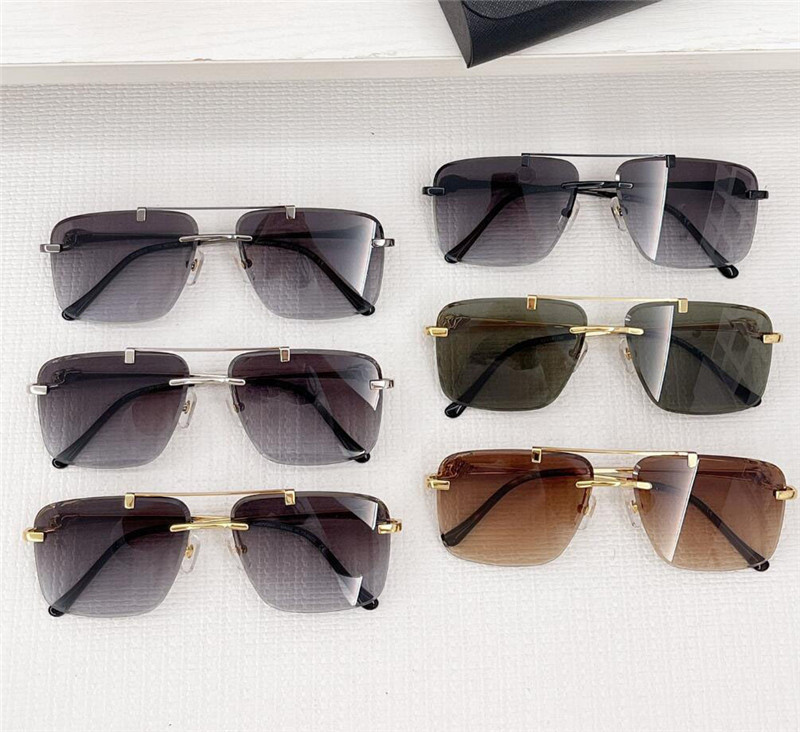 Nieuw modeontwerp vierkante zonnebrillen 0350 Randloos frame Cheetah Metal Temples Simple and Popular Style Versatile Outdoor UV400 Beschermingsglazen