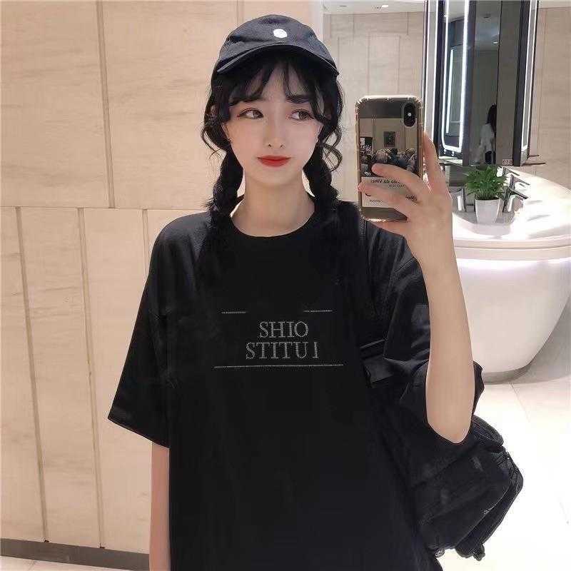 Designer women's clothing 20% off Shirt High Edition Family Rhinestone Academy English Hot Diamond Letter T-shirt Sleeve