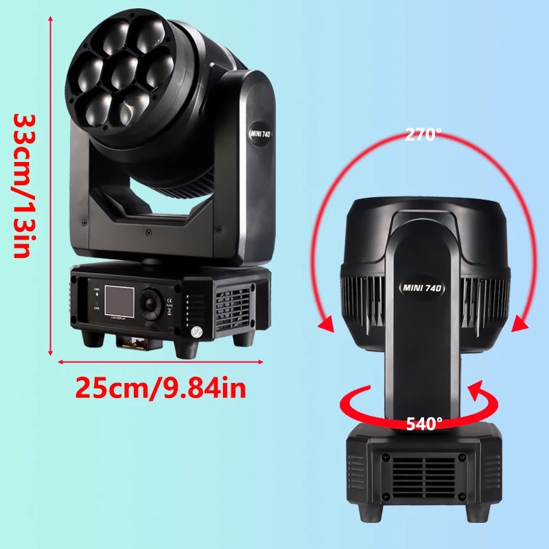 Stage Moving Head Lights 7*40W Bee Eye Beam Wash Zoom Light With Sound Activated DMX Control For DJ Disco Party Nightclub Wedding KTV