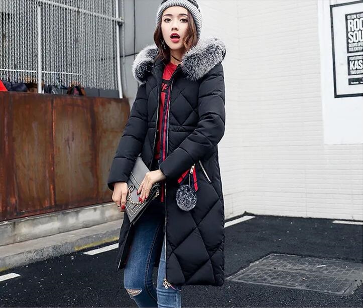 2050 New style Big fur winter coat thickened parka women stitching slim long winter coat down cotton ladies down parka down jacket women