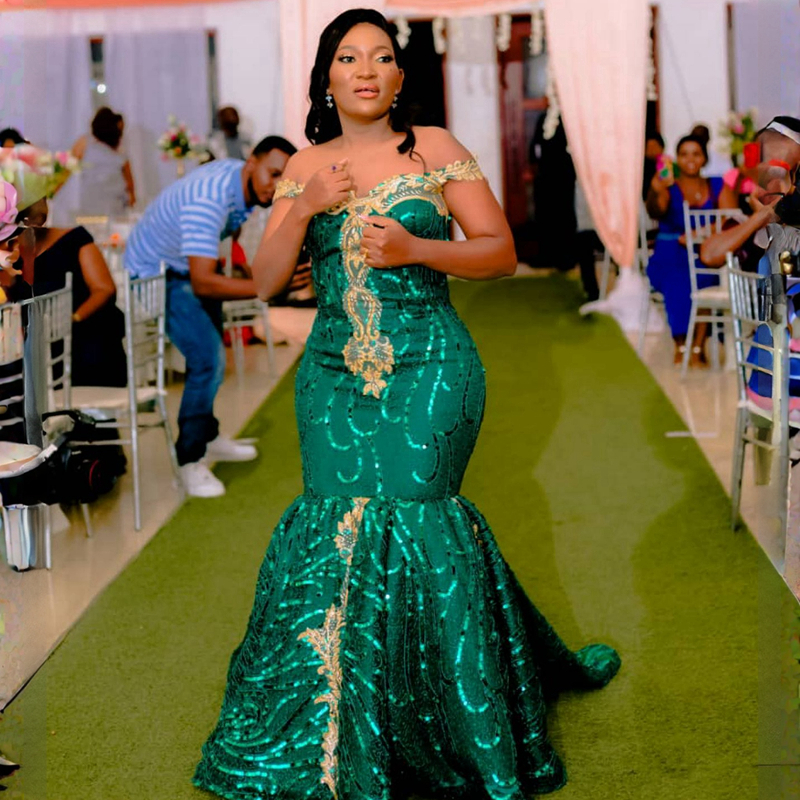 2023 Emerald Aso Ebi Robe De Bal Sirène Encolure En Dentelle Robes De Soirée Deuxième Réception Robes De Fête D'anniversaire Robe Africaine Arabe Pageant Robes Robe De ST508