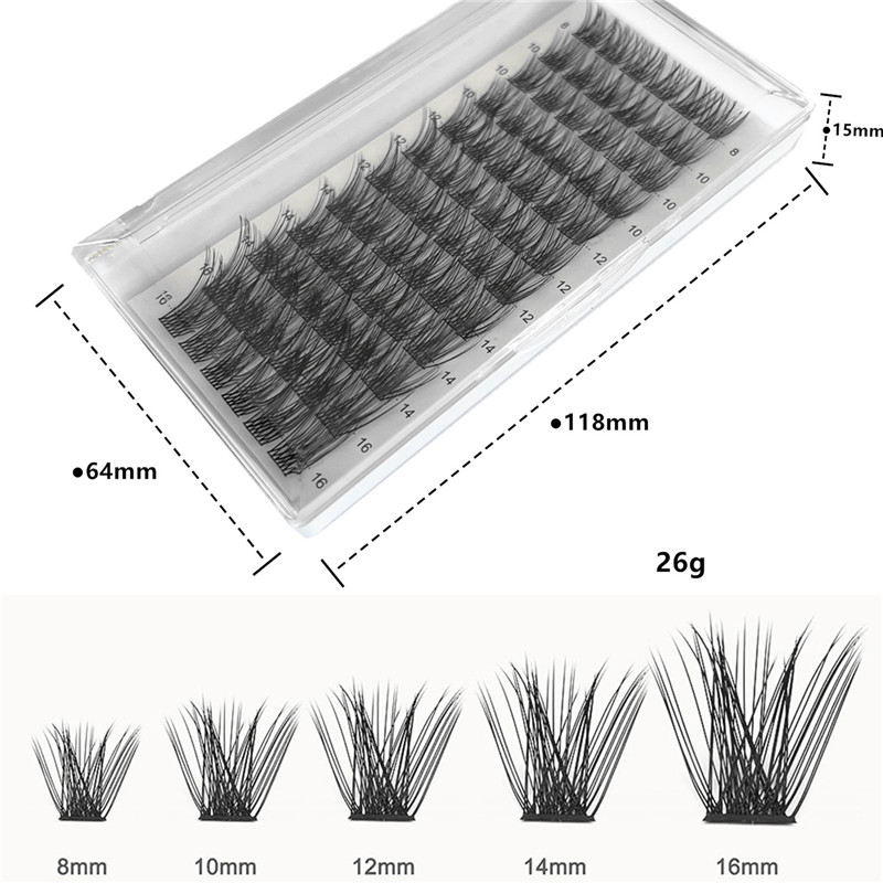 DIY Cluster Eyelash Extension Enskilda fransar Blandning Längd mjuk naturliga falska ögonfransar Crisscross Cruelty Free Eyelash Makeup