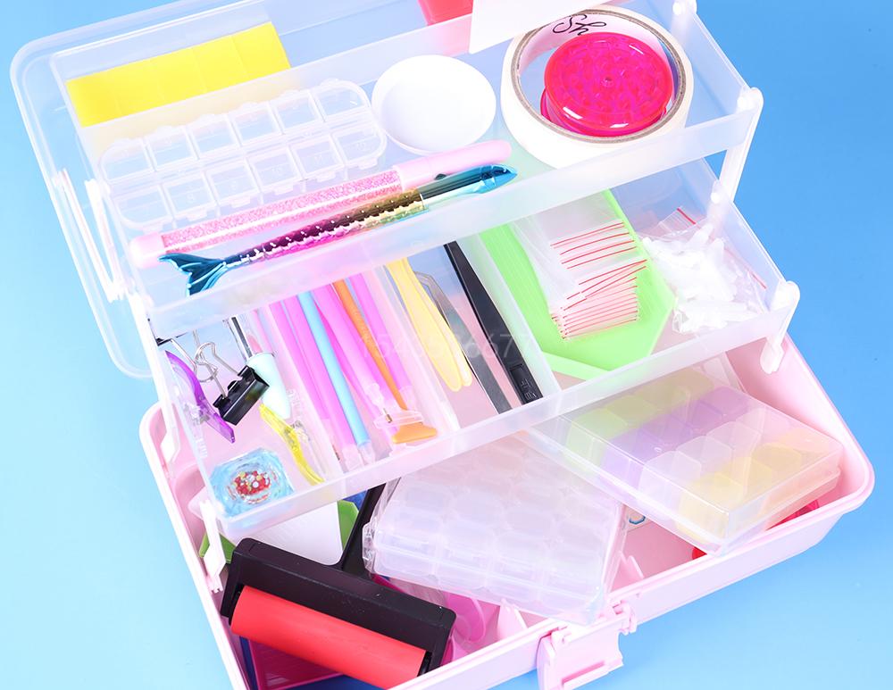 Stich 2021 3 Schichten 5d DIY Diamond Malerei Malwerkzeuge Zubehör Kits Storage Box für Diamond Stickerei Tools Zubehör Organizer Hülle