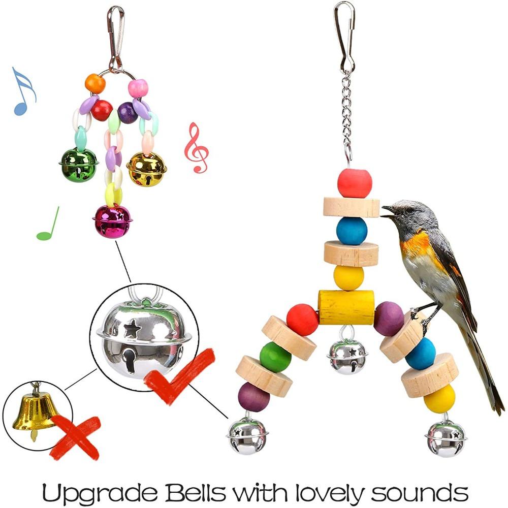 Toys Bird Toys Set Swing Chewing Training Toys Small Parrot Hanging Hammock Parrot Cage Bell Perch Toys with Ladder