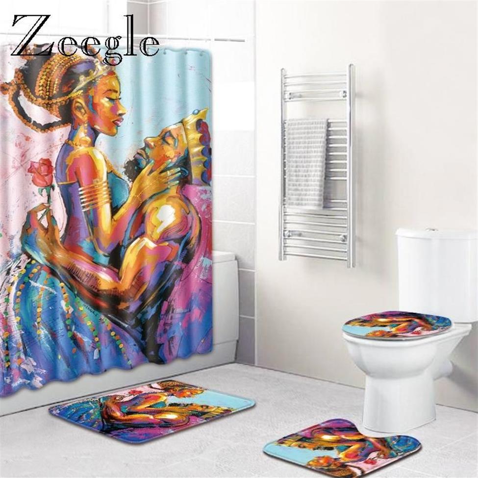Europe Porträtt badmattor Set duschdraperi för badrum täcker toalettstol anti slip mjuka mattor184s