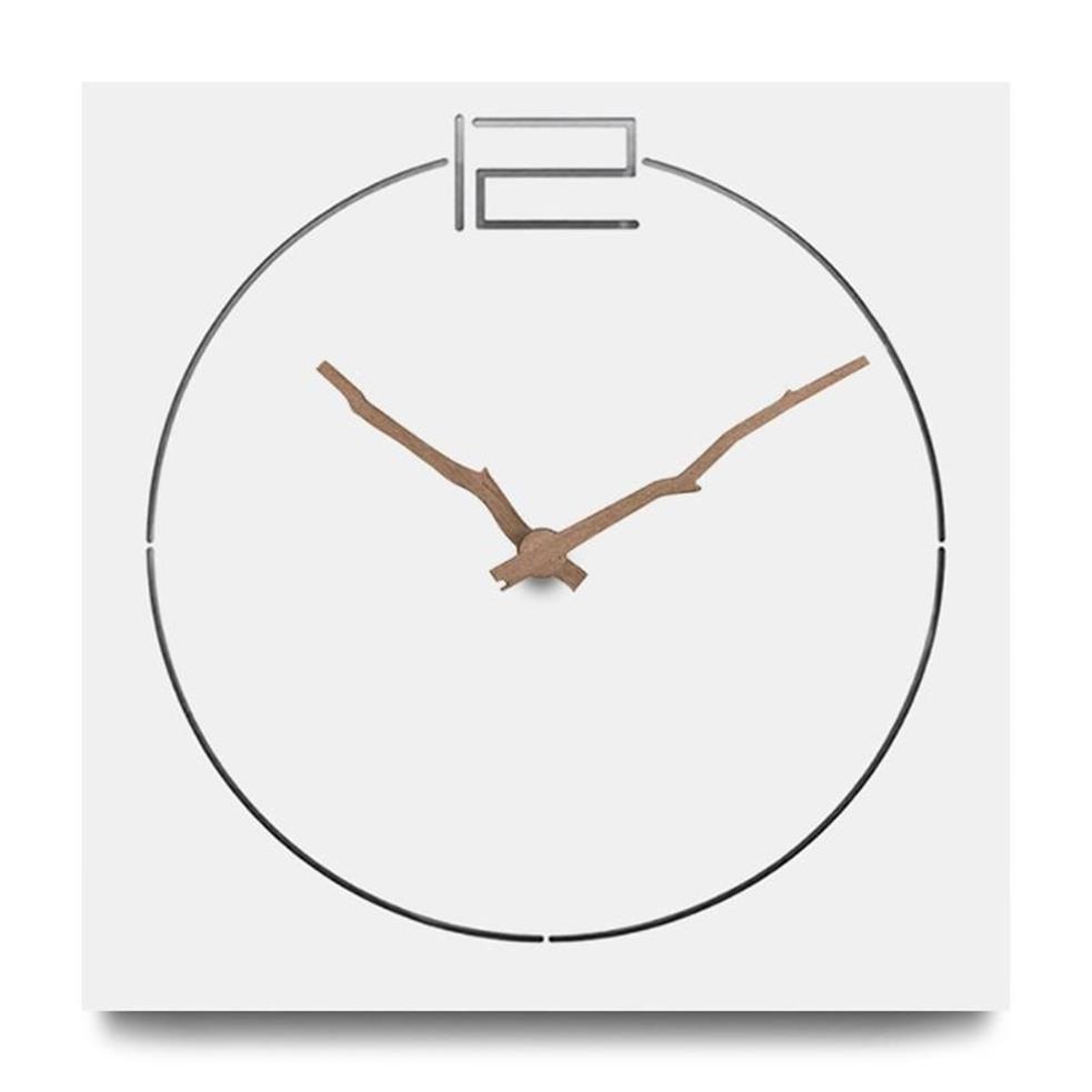 Orologi da parete Nordic Modern Wooden Clock soggiorno Creativo Simple Europa in silenzio Quarzo fatto a mano MDF Squadra in legno Impiccata White3063