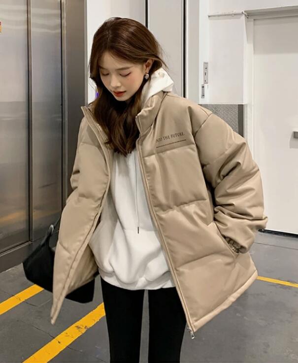 Manteaux d'extérieur pour femmes Veste en duvet de coton en cuir PU pour femmes 2023 hiver nouvelle veste en coton épaissi veste de niche coréenne veste en coton surdimensionnée