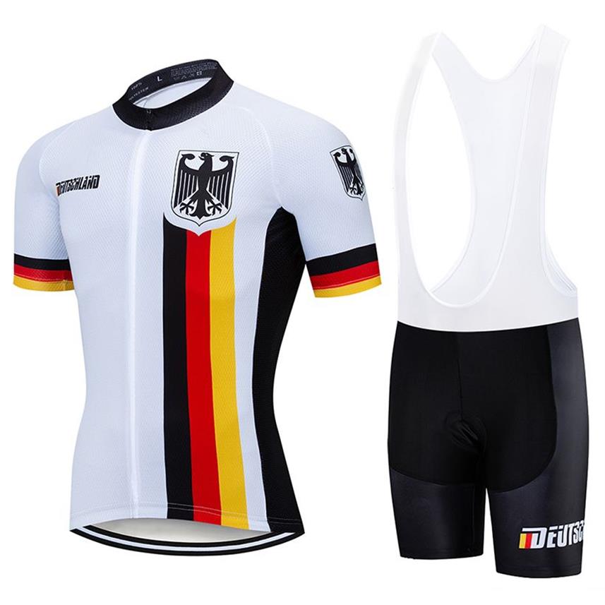 2022 Pro Team Germany Summer Cycling Jersey 9D Bib Set Mtb Uniform Red Bicycle Clothing Quick Dry Bike Wear Ropa Ciclismo Gel Pad284f