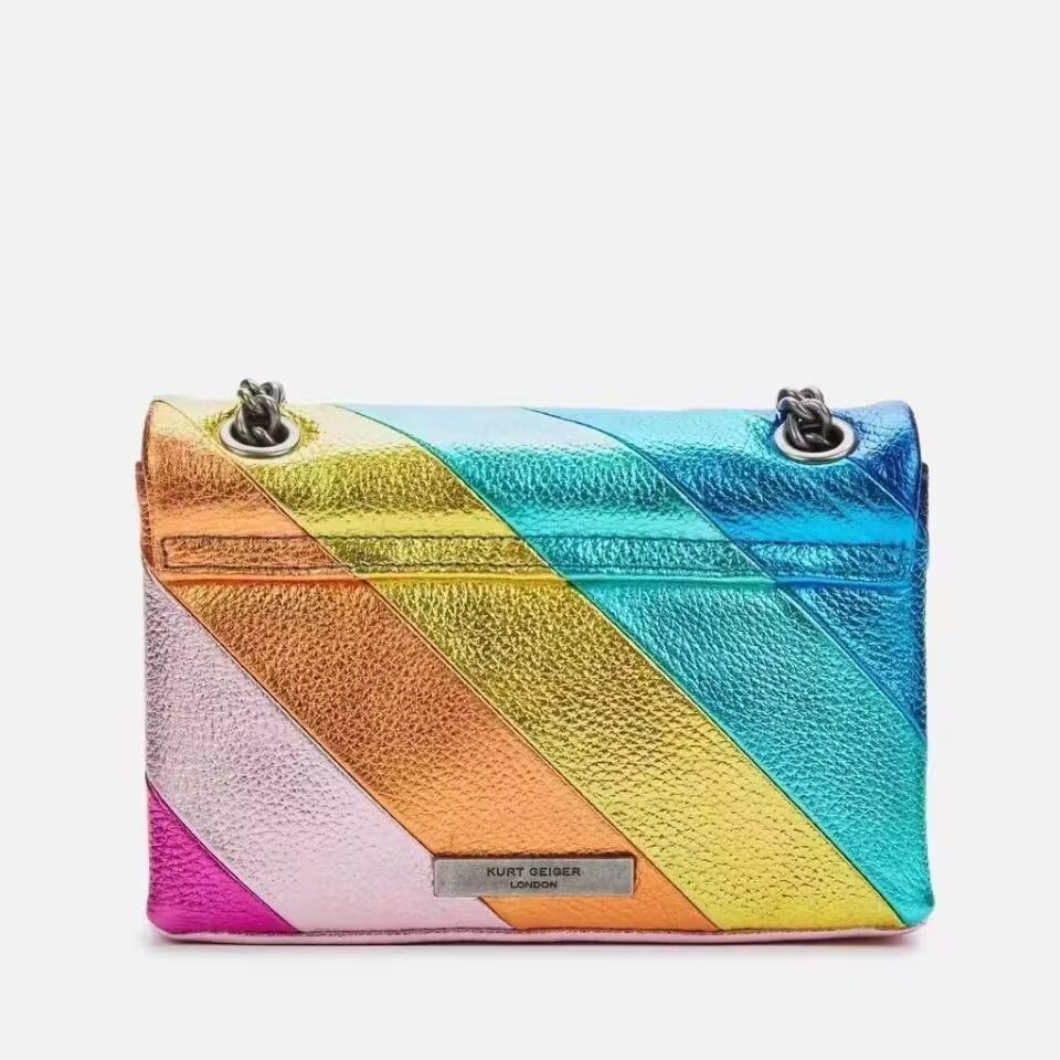 Kvinnors väskor Kurt Geiger London Kensington Mini Pul Leather Rainbow Cross Body Väska och handväska lyxig axelväska liten messenger väska kedja hobo handväska totes ryggsäck