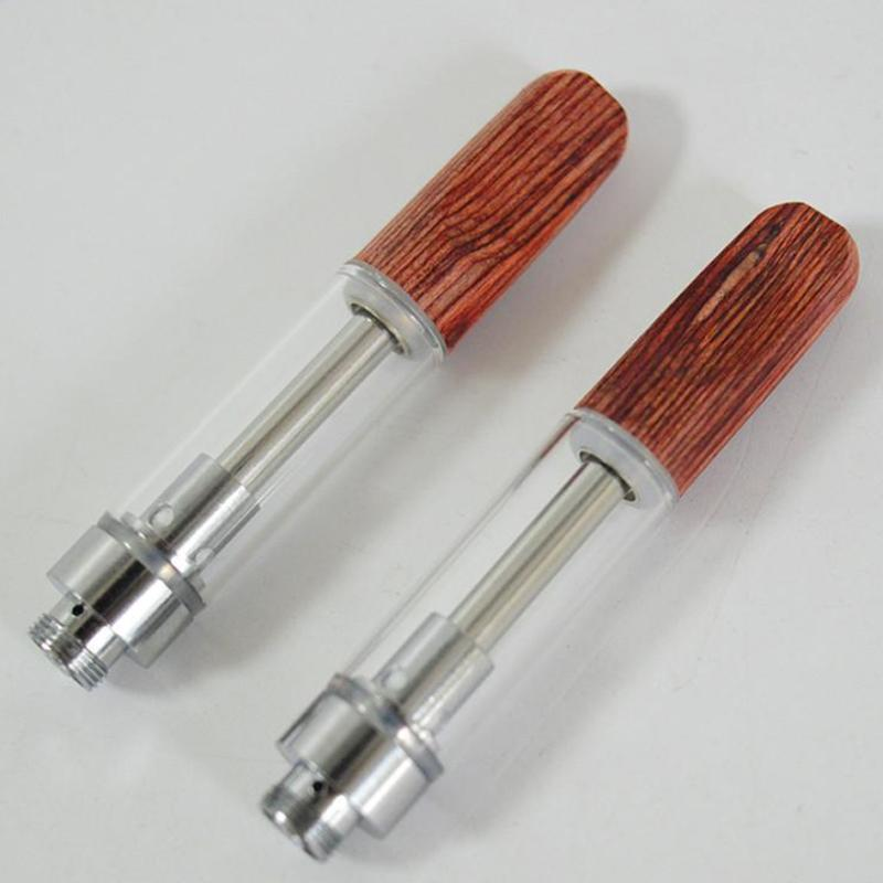 Wooden Tops Vape Cartridges 1ml 0.8ml E-cigarette Empty Thick Oil Atomizers Flat Screw in Tip Ceramic Coil 510 thread Atomizer Foam Packaging OEM Logo