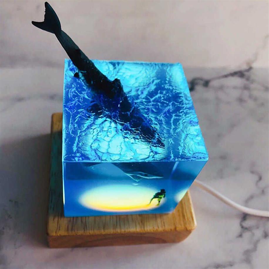 3D LED Night Light Shark Diver Decorazione Novità Regalo bambini Camera da letto Baby Room Decor Lampada da comodino USB la casa H0922209A