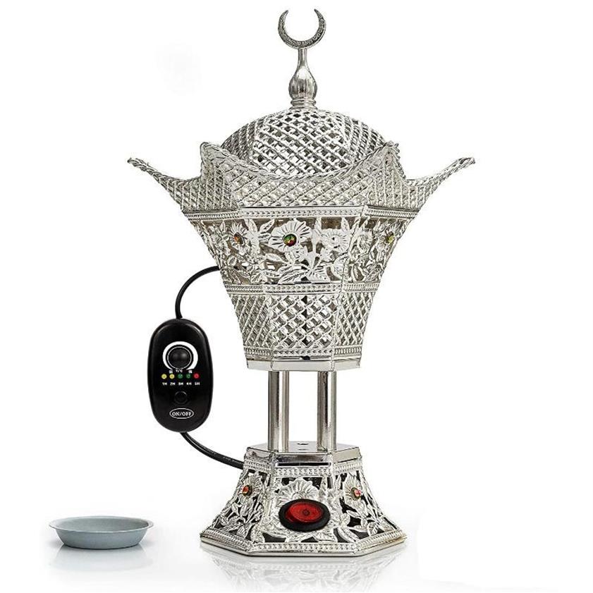 Arabiska elektriska rökelsebrännare laddare bärbara Bakhoor -brännare med justerbar timer Ramadan Home Decorati Fragrance Lamps298n