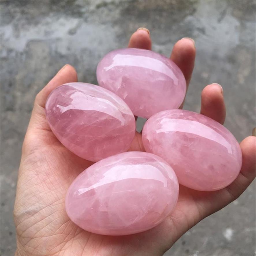 Decorative Objects & Figurines Drilled Jade Eggs Natural Rose Quartz Yoni Egg For Kegel Exercise Crystal Sphere Vaginal Ben Wa Bal212b