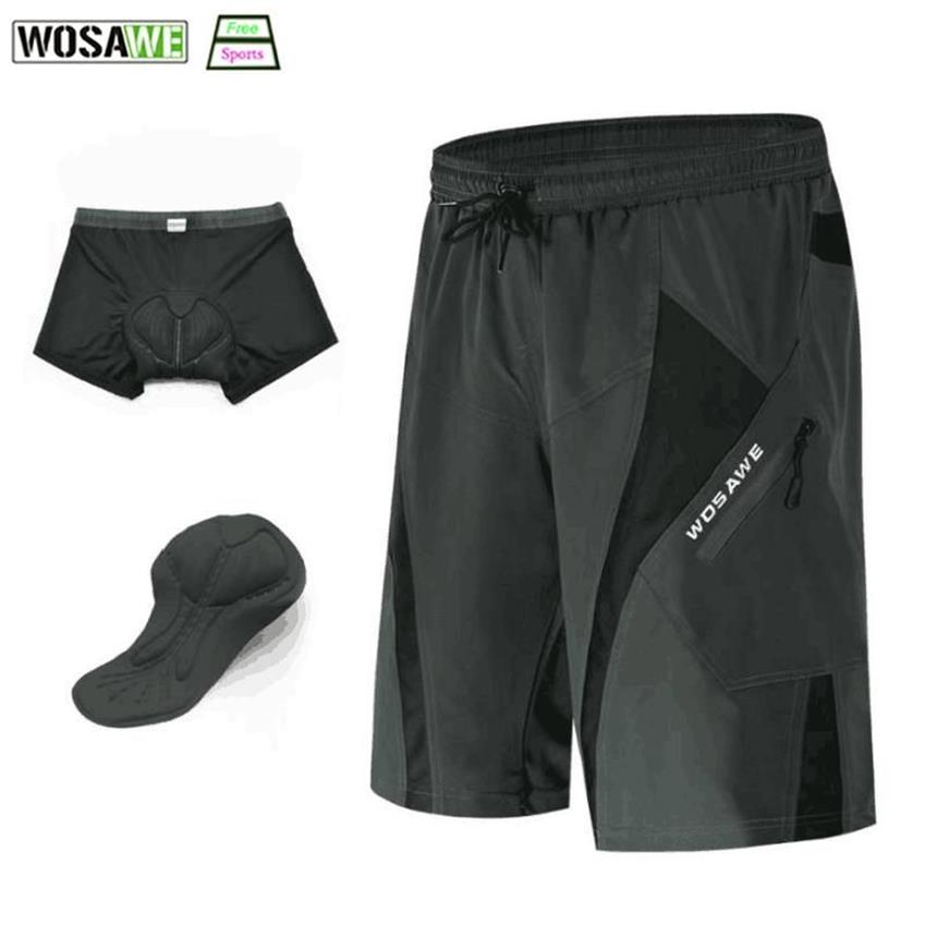 Rowerowe spodenki Wosawe Outdoor Outdoor Sport Lose Fit Fit 3D Wyściełane bieliznę rowerowe rower