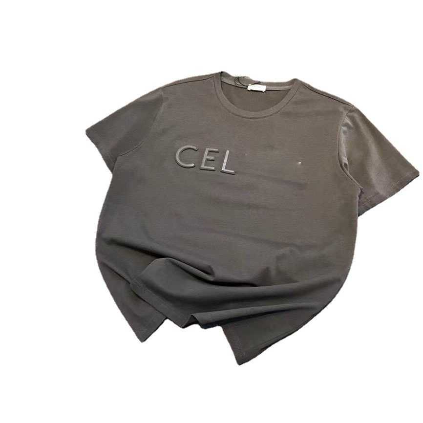 Дизайнерская новая женская футболка для рубашки стальной припечаток стерео из тисненой буквы Сплошная свободная футболка весна/летняя пара универсальна
