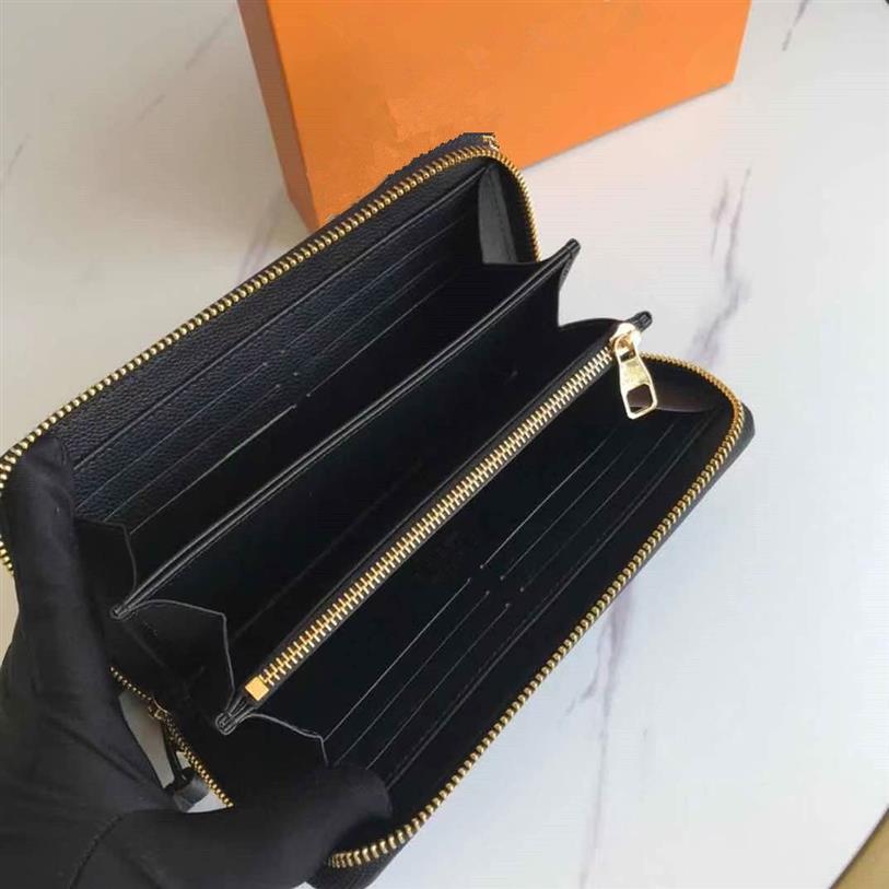 Empreinte Zippy portefeuilles femmes portefeuille long portefeuille préférés noirs sacs à main en cuir authentique de haute qualité 242a