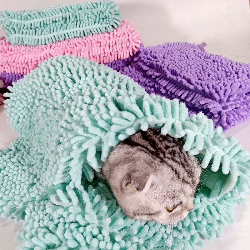 Pet Bath Towel Quick Fast Drying Absorbent Cat Dog Bath Blanket Chenille Grooming Towels Puppy Cleaning Gloves 60*35cm Dog Grooming Supplies Q791